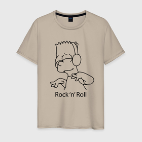 Мужская футболка хлопок с принтом Bart Simpson   Rock n Roll , 100% хлопок | прямой крой, круглый вырез горловины, длина до линии бедер, слегка спущенное плечо. | 