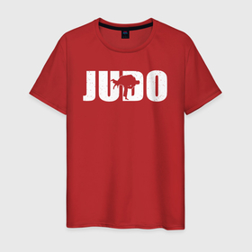 Мужская футболка хлопок с принтом Дзюдо лого с броском в Курске, 100% хлопок | прямой крой, круглый вырез горловины, длина до линии бедер, слегка спущенное плечо. | 