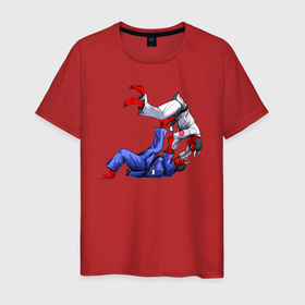 Мужская футболка хлопок с принтом Дзюдо двух демонов в Курске, 100% хлопок | прямой крой, круглый вырез горловины, длина до линии бедер, слегка спущенное плечо. | 