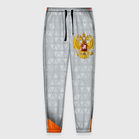 Мужские брюки 3D с принтом Orange  silver Russia в Новосибирске, 100% полиэстер | манжеты по низу, эластичный пояс регулируется шнурком, по бокам два кармана без застежек, внутренняя часть кармана из мелкой сетки | Тематика изображения на принте: 