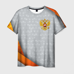 Мужская футболка 3D с принтом Orange  silver Russia в Новосибирске, 100% полиэфир | прямой крой, круглый вырез горловины, длина до линии бедер | Тематика изображения на принте: 