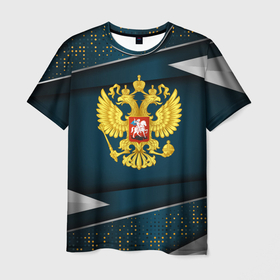 Мужская футболка 3D с принтом Russia   dark abstract в Белгороде, 100% полиэфир | прямой крой, круглый вырез горловины, длина до линии бедер | 