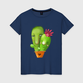 Женская футболка хлопок с принтом Любовь и кактусы в Кировске, 100% хлопок | прямой крой, круглый вырез горловины, длина до линии бедер, слегка спущенное плечо | 