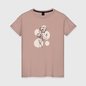 Женская футболка хлопок с принтом Delicate botanicals в Белгороде, 100% хлопок | прямой крой, круглый вырез горловины, длина до линии бедер, слегка спущенное плечо | 