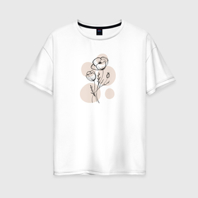 Женская футболка хлопок Oversize с принтом Delicate botanicals в Петрозаводске, 100% хлопок | свободный крой, круглый ворот, спущенный рукав, длина до линии бедер
 | 