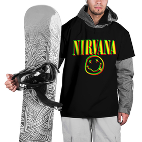Накидка на куртку 3D с принтом Nirvana logo glitch в Белгороде, 100% полиэстер |  | Тематика изображения на принте: 