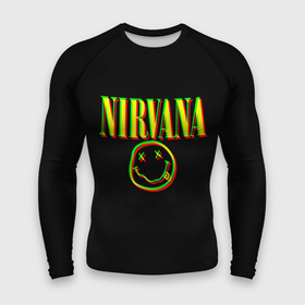 Мужской рашгард 3D с принтом Nirvana logo glitch ,  |  | Тематика изображения на принте: 