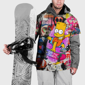Накидка на куртку 3D с принтом Скейтбордист Барт Симпсон в Екатеринбурге, 100% полиэстер |  | Тематика изображения на принте: 