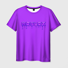 Мужская футболка 3D с принтом Roblox неоновый с подтеками в Кировске, 100% полиэфир | прямой крой, круглый вырез горловины, длина до линии бедер | 