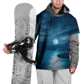 Накидка на куртку 3D с принтом Пейзаж озера, берега и луны   Dear Esther в Кировске, 100% полиэстер |  | Тематика изображения на принте: 