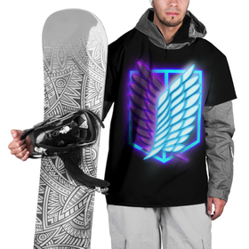 Накидка на куртку 3D с принтом Attack on Titan neon logo в Кировске, 100% полиэстер |  | 