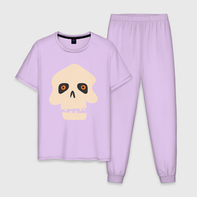 Мужская пижама хлопок с принтом Смешная черепушка в Белгороде, 100% хлопок | брюки и футболка прямого кроя, без карманов, на брюках мягкая резинка на поясе и по низу штанин
 | 