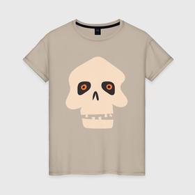 Женская футболка хлопок с принтом Смешная черепушка в Белгороде, 100% хлопок | прямой крой, круглый вырез горловины, длина до линии бедер, слегка спущенное плечо | 