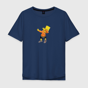 Мужская футболка хлопок Oversize с принтом Барт Симпсон из семьи симпсонов в Кировске, 100% хлопок | свободный крой, круглый ворот, “спинка” длиннее передней части | 