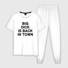Мужская пижама хлопок с принтом BIG DICK IS BАCK TOWN в Петрозаводске, 100% хлопок | брюки и футболка прямого кроя, без карманов, на брюках мягкая резинка на поясе и по низу штанин
 | 