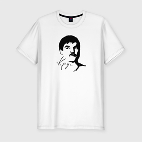 Мужская футболка хлопок Slim с принтом Лицо Михаила в Новосибирске, 92% хлопок, 8% лайкра | приталенный силуэт, круглый вырез ворота, длина до линии бедра, короткий рукав | 