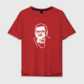 Мужская футболка хлопок Oversize с принтом Бюст Михаила Круга в Санкт-Петербурге, 100% хлопок | свободный крой, круглый ворот, “спинка” длиннее передней части | 