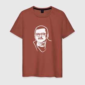 Мужская футболка хлопок с принтом Бюст Михаила Круга в Кировске, 100% хлопок | прямой крой, круглый вырез горловины, длина до линии бедер, слегка спущенное плечо. | 