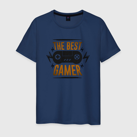 Мужская футболка хлопок с принтом The best gamer imp в Кировске, 100% хлопок | прямой крой, круглый вырез горловины, длина до линии бедер, слегка спущенное плечо. | 