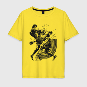 Мужская футболка хлопок Oversize с принтом Кикбоксинг в Петрозаводске, 100% хлопок | свободный крой, круглый ворот, “спинка” длиннее передней части | 