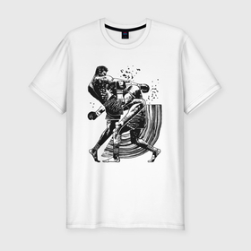 Мужская футболка хлопок Slim с принтом Кикбоксинг в Петрозаводске, 92% хлопок, 8% лайкра | приталенный силуэт, круглый вырез ворота, длина до линии бедра, короткий рукав | 