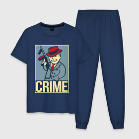 Мужская пижама хлопок с принтом Vault crime boy , 100% хлопок | брюки и футболка прямого кроя, без карманов, на брюках мягкая резинка на поясе и по низу штанин
 | 