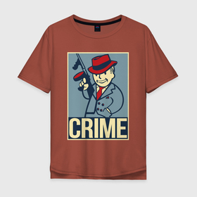 Мужская футболка хлопок Oversize с принтом Vault crime boy , 100% хлопок | свободный крой, круглый ворот, “спинка” длиннее передней части | 
