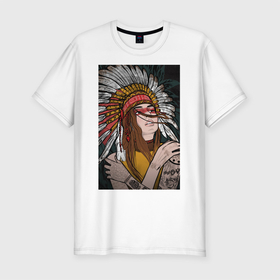 Мужская футболка хлопок Slim с принтом По ту сторону индейцев в Курске, 92% хлопок, 8% лайкра | приталенный силуэт, круглый вырез ворота, длина до линии бедра, короткий рукав | 