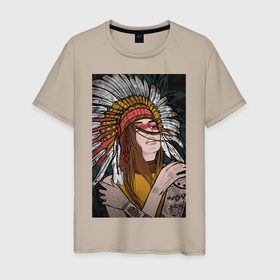 Мужская футболка хлопок с принтом По ту сторону индейцев в Курске, 100% хлопок | прямой крой, круглый вырез горловины, длина до линии бедер, слегка спущенное плечо. | 