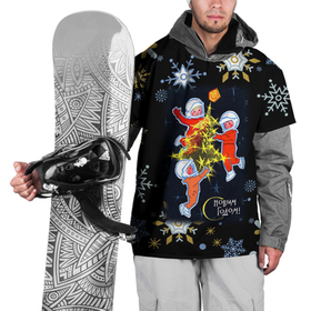Накидка на куртку 3D с принтом Новый год мальчики космонавты в Курске, 100% полиэстер |  | 
