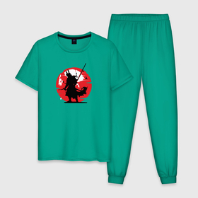 Мужская пижама хлопок с принтом Fearless warrior в Петрозаводске, 100% хлопок | брюки и футболка прямого кроя, без карманов, на брюках мягкая резинка на поясе и по низу штанин
 | 