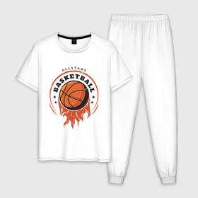 Мужская пижама хлопок с принтом Allstars Basketball в Курске, 100% хлопок | брюки и футболка прямого кроя, без карманов, на брюках мягкая резинка на поясе и по низу штанин
 | Тематика изображения на принте: 