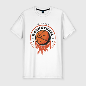 Мужская футболка хлопок Slim с принтом Allstars Basketball в Петрозаводске, 92% хлопок, 8% лайкра | приталенный силуэт, круглый вырез ворота, длина до линии бедра, короткий рукав | 