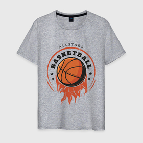 Мужская футболка хлопок с принтом Allstars Basketball в Курске, 100% хлопок | прямой крой, круглый вырез горловины, длина до линии бедер, слегка спущенное плечо. | Тематика изображения на принте: 