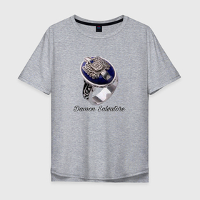 Мужская футболка хлопок Oversize с принтом Кольцо Дэймона Сальватора в Кировске, 100% хлопок | свободный крой, круглый ворот, “спинка” длиннее передней части | 