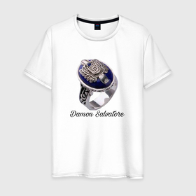Мужская футболка хлопок с принтом Кольцо Дэймона Сальватора в Санкт-Петербурге, 100% хлопок | прямой крой, круглый вырез горловины, длина до линии бедер, слегка спущенное плечо. | 