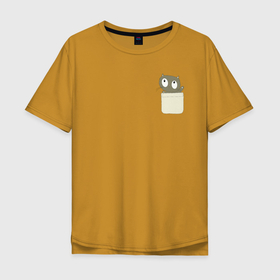 Мужская футболка хлопок Oversize с принтом Котенок в карманчике в Екатеринбурге, 100% хлопок | свободный крой, круглый ворот, “спинка” длиннее передней части | 