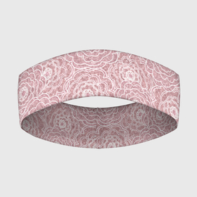 Повязка на голову 3D с принтом Белые ажурные цветы на пыльном розовом в Белгороде,  |  | 