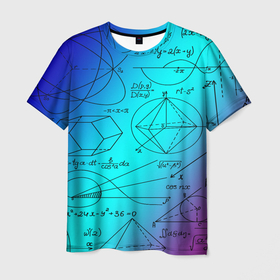 Мужская футболка 3D с принтом Неоновая формула в Екатеринбурге, 100% полиэфир | прямой крой, круглый вырез горловины, длина до линии бедер | 