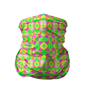 Бандана-труба 3D с принтом Желтый, зеленый, малиновый калейдоскопический неоновый орнамент , 100% полиэстер, ткань с особыми свойствами — Activecool | плотность 150‒180 г/м2; хорошо тянется, но сохраняет форму | 