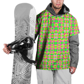 Накидка на куртку 3D с принтом Желтый, зеленый, малиновый калейдоскопический неоновый орнамент , 100% полиэстер |  | 