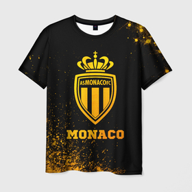 Мужская футболка 3D с принтом Monaco   gold gradient в Новосибирске, 100% полиэфир | прямой крой, круглый вырез горловины, длина до линии бедер | 