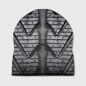 Шапка 3D с принтом Протектор автомобильного колеса в Тюмени, 100% полиэстер | универсальный размер, печать по всей поверхности изделия | Тематика изображения на принте: 