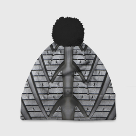 Шапка 3D c помпоном с принтом Протектор автомобильного колеса в Тюмени, 100% полиэстер | универсальный размер, печать по всей поверхности изделия | Тематика изображения на принте: 