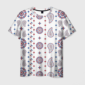 Мужская футболка 3D с принтом Узор из мандал с огурцами в Кировске, 100% полиэфир | прямой крой, круглый вырез горловины, длина до линии бедер | 