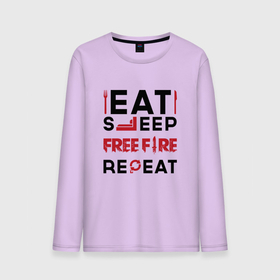 Мужской лонгслив хлопок с принтом Надпись: eat sleep Free Fire repeat в Новосибирске, 100% хлопок |  | 