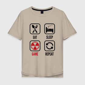 Мужская футболка хлопок Oversize с принтом Eat   sleep   Fallout   repeat в Белгороде, 100% хлопок | свободный крой, круглый ворот, “спинка” длиннее передней части | 