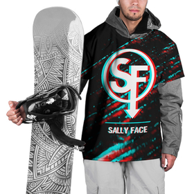 Накидка на куртку 3D с принтом Sally Face в стиле glitch и баги графики на темном фоне , 100% полиэстер |  | 
