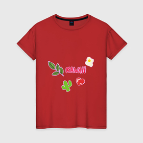 Женская футболка хлопок с принтом Кавайные стикеры в Кировске, 100% хлопок | прямой крой, круглый вырез горловины, длина до линии бедер, слегка спущенное плечо | 