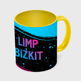 Кружка с полной запечаткой с принтом Limp Bizkit   neon gradient: надпись и символ в Санкт-Петербурге, керамика | ёмкость 330 мл | 